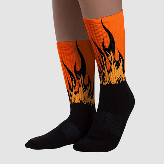 Brilliant Orange 12s DopeSkill Sublimated Socks FIRE Graphic