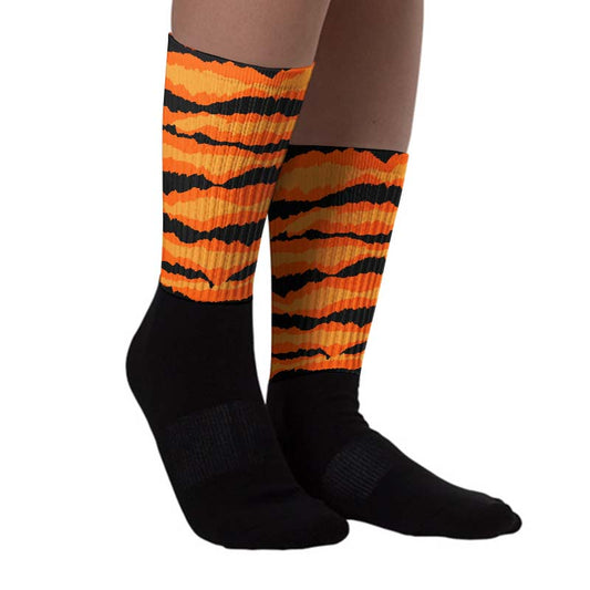 Brilliant Orange 12s DopeSkill Sublimated Socks Abstract Tiger Graphic