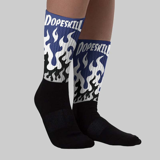 Rare Air Deep Royal Blue 1s DopeSkill Sublimated Sock FIRE Graphic