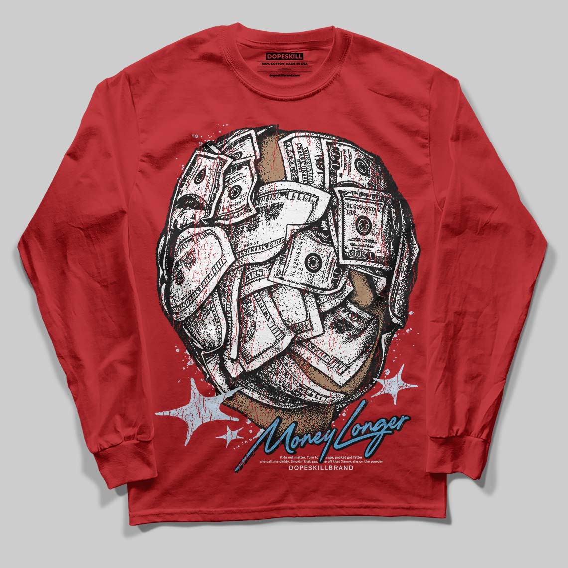 Jordan 11 Retro Cherry DopeSkill Long Sleeve T-Shirt Money Longer Graphic Streetwear - Red