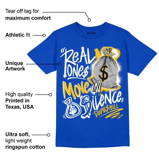 Laney 14s DopeSkill Varsity Royal T-shirt Real Ones Move In Silence Graphic