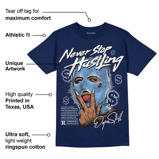 Midnight Navy 5s DopeSkill Navy T-Shirt Never Stop Hustling Graphic