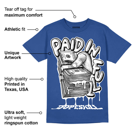 AJ 13 Brave Blue DopeSkill Navy T-shirt Paid In Full Graphic