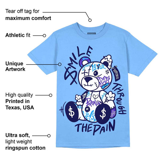 Powder Blue 9s DopeSkill Sky Blue T-shirt Smile Through The Pain Graphic