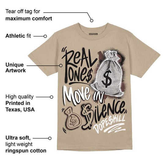 Latte 1s DopeSkill Medium Brown T-shirt Real Ones Move In Silence Graphic
