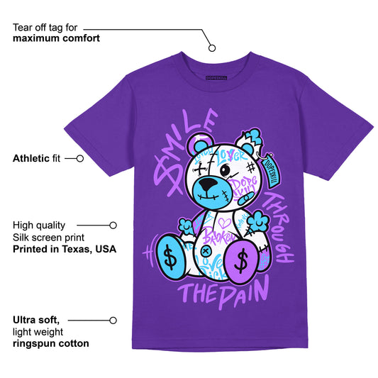 AJ 13 Court Purple DopeSkill Purple T-shirt Smile Through The Pain Graphic
