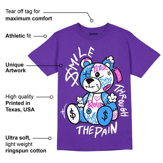 Dunk Purple Championship Court White DopeSkill Purple T-shirt Smile Through The Pain Graphic