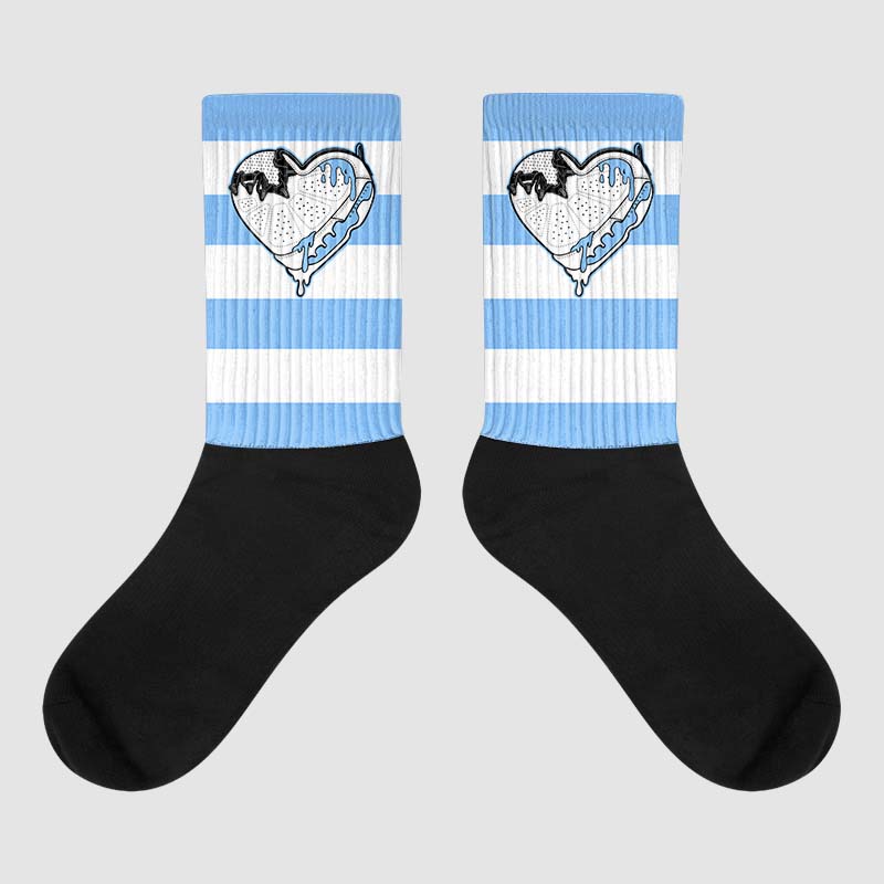 Jordan 9 Powder Blue DopeSkill Sublimated Socks Horizontal Stripes Graphic Streetwear