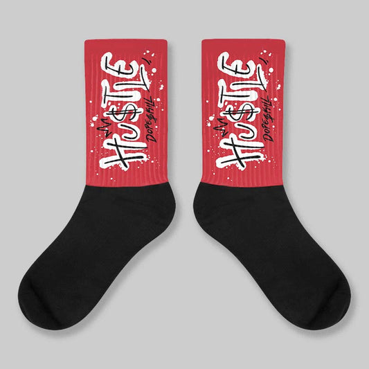 Fire Red “Black Tongue” 5s DopeSkill Sublimated Sock Hustle Graphic