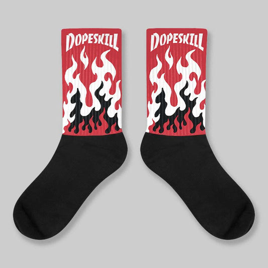 Fire Red “Black Tongue” 5s DopeSkill Sublimated Sock FIRE Graphic