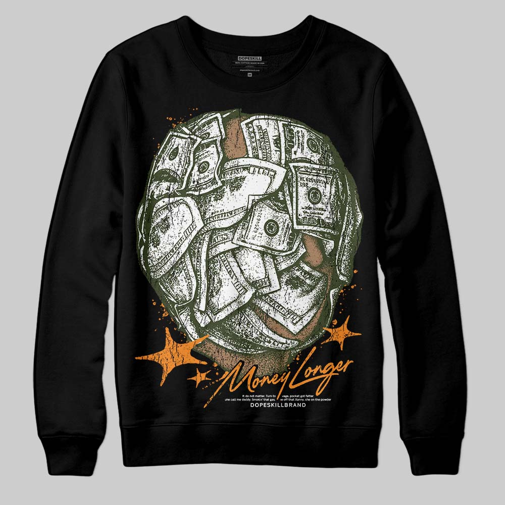 Olive Sneakers DopeSkill Sweatshirt Money Longer Graphic Streetwear - Black