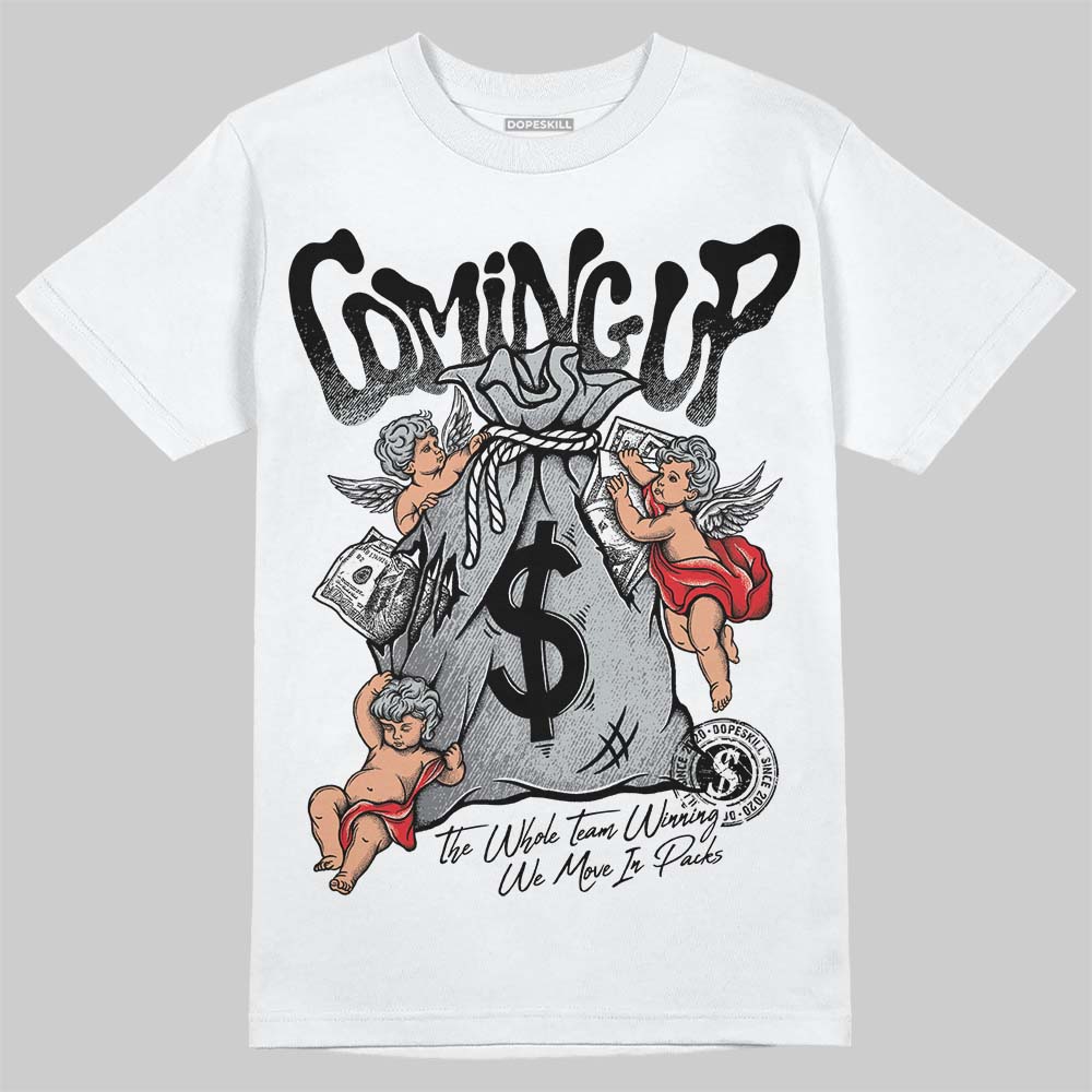 Jordan 12 Black Wolf Grey DopeSkill T-Shirt Money Bag Coming Up Graphic Streetwear - White