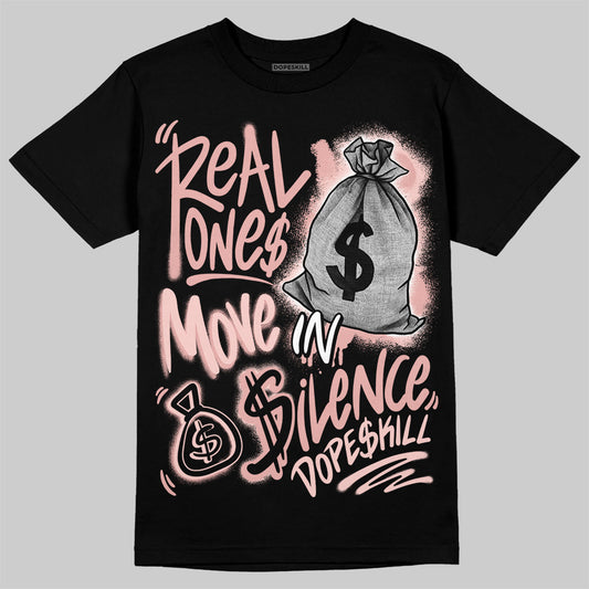Lanvin Leather Curb Glitter Pale Pink DopeSkill T-Shirt Real Ones Move In Silence Graphic Streetwear - Black