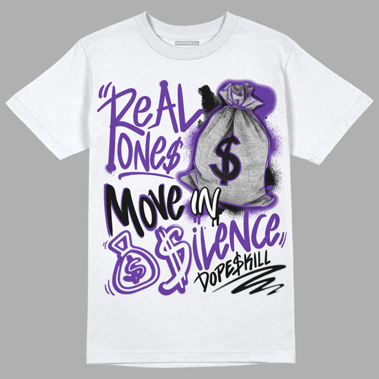PURPLE Collection DopeSkill T-Shirt Real Ones Move In Silence Graphic - White