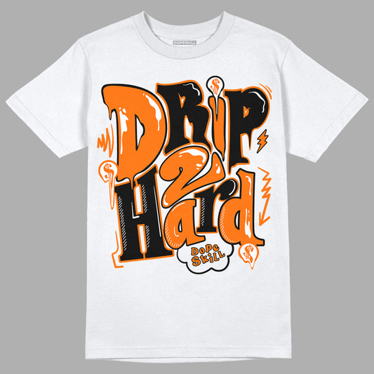 Orange Black White DopeSkill T-Shirt Drip Too Hard Graphic - White 