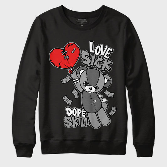 Jordan 9 Particle Grey DopeSkill Sweatshirt Love Sick Graphic - Black
