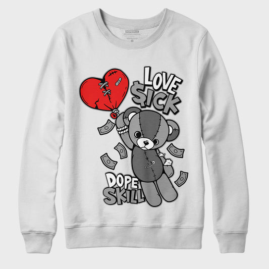 Jordan 9 Particle Grey DopeSkill Sweatshirt Love Sick Graphic - White 