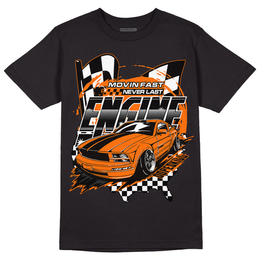 Orange Black White DopeSkill T-Shirt ENGINE Tshirt Graphic - Black 