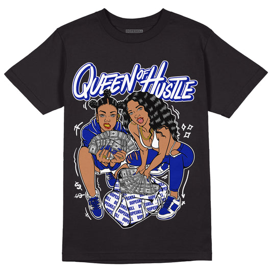 Racer Blue White Dunk Low DopeSkill T-Shirt Queen Of Hustle Graphic - Black