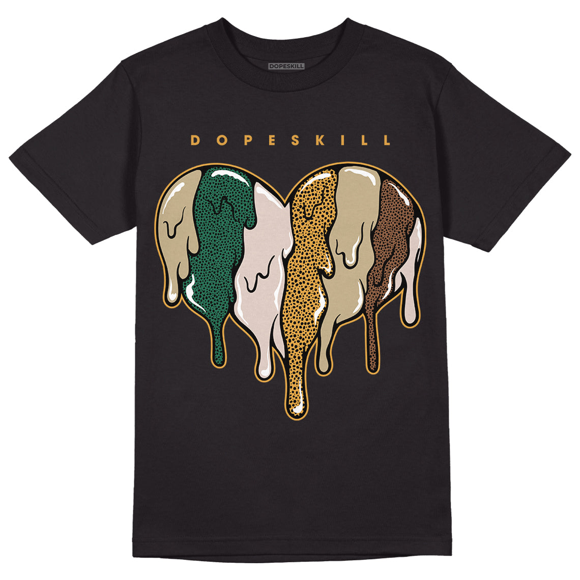 Safari Dunk Low DopeSkill T-Shirt Slime Drip Heart Graphic - Black