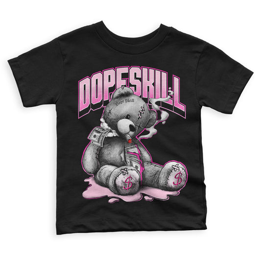 Triple Pink Dunk Low DopeSkill Toddler Kids T-shirt Sick Bear Graphic - Black