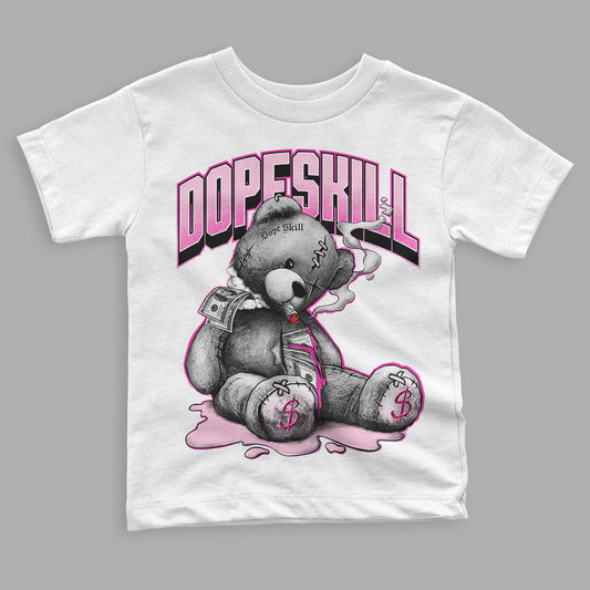Triple Pink Dunk Low DopeSkill Toddler Kids T-shirt Sick Bear Graphic - White 