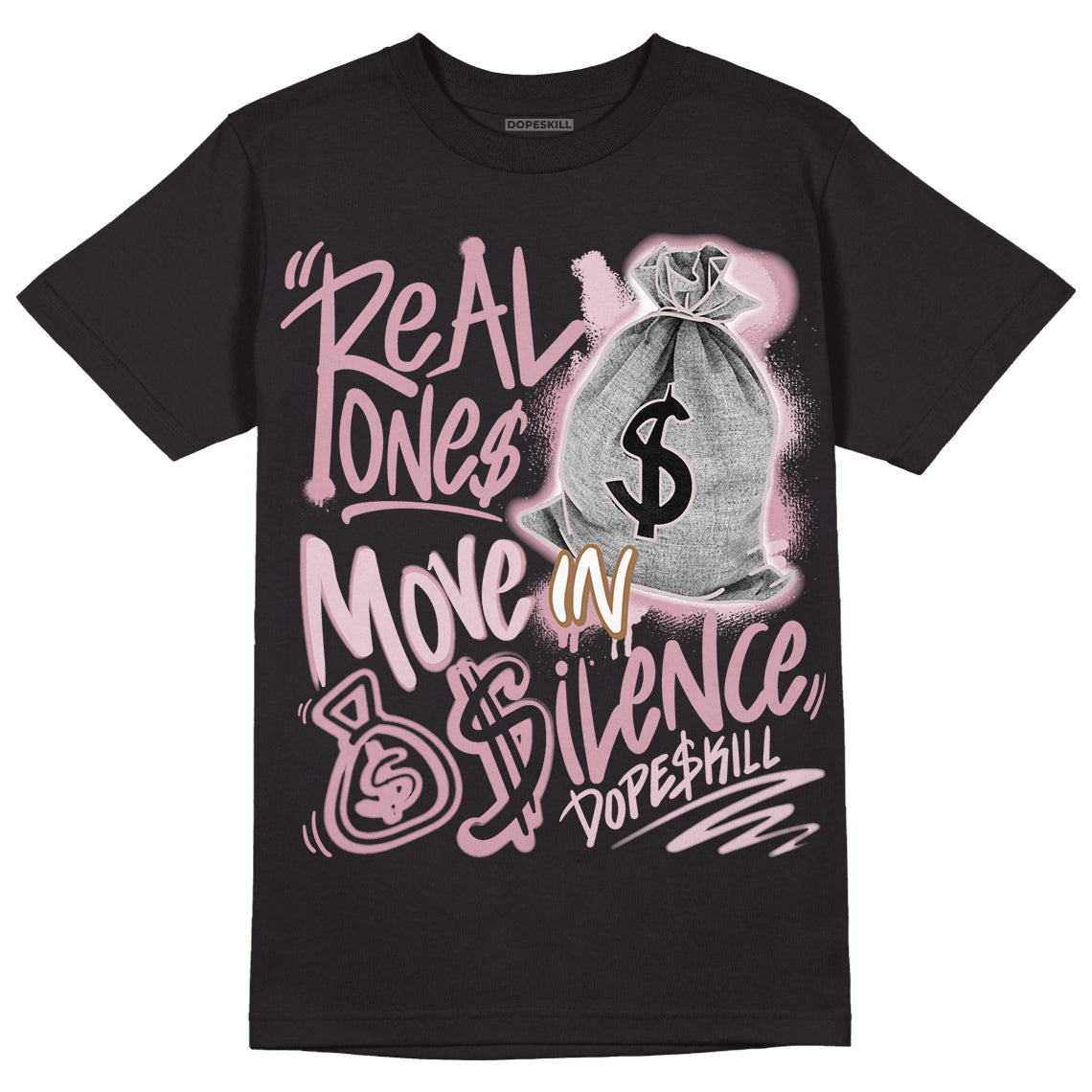 Dunk Low Teddy Bear Pink DopeSkill T-Shirt Real Ones Move In Silence Graphic - Black