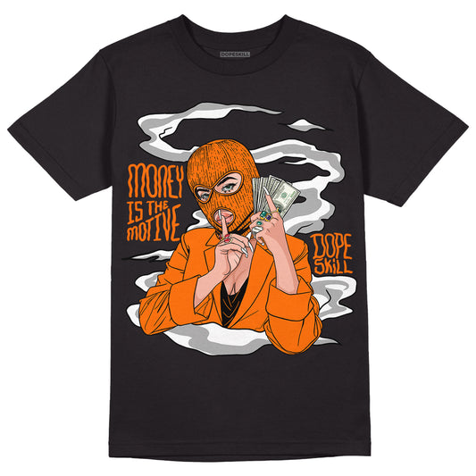 Orange Black White DopeSkill T-Shirt Money Is The Motive Graphic - Black 