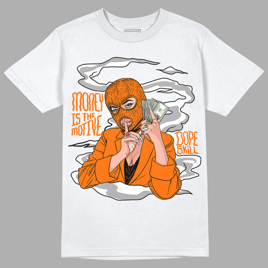 Orange Black White DopeSkill T-Shirt Money Is The Motive Graphic - White 
