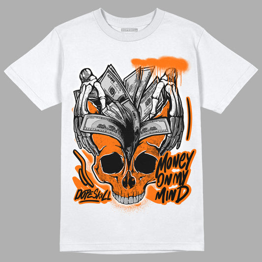 Orange Black White DopeSkill T-Shirt MOMM Skull Graphic - White 