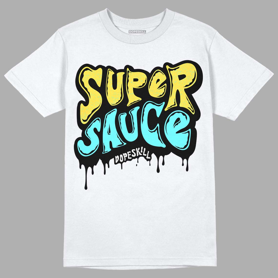 Aqua 5s DopeSkill T-Shirt Super Sauce Graphic - White