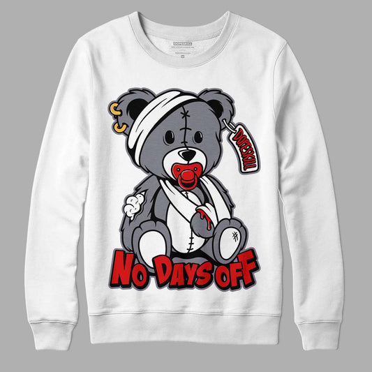 Fire Red 9s DopeSkill Sweatshirt Hurt Bear Graphic - White