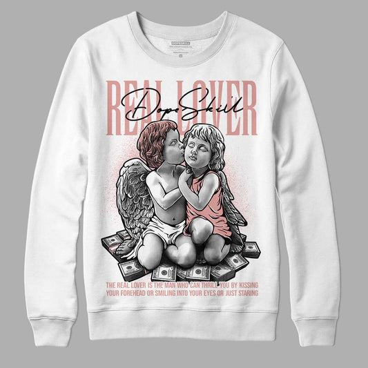 Rose Whisper Dunk Low DopeSkill Sweatshirt Real Lover Graphic - White 