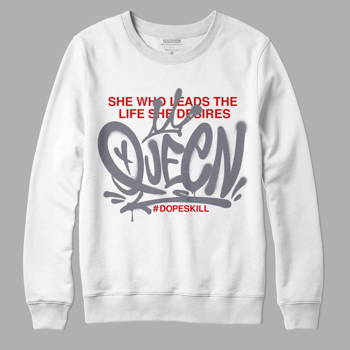 Fire Red 9s DopeSkill Sweatshirt Queen Graphic - White