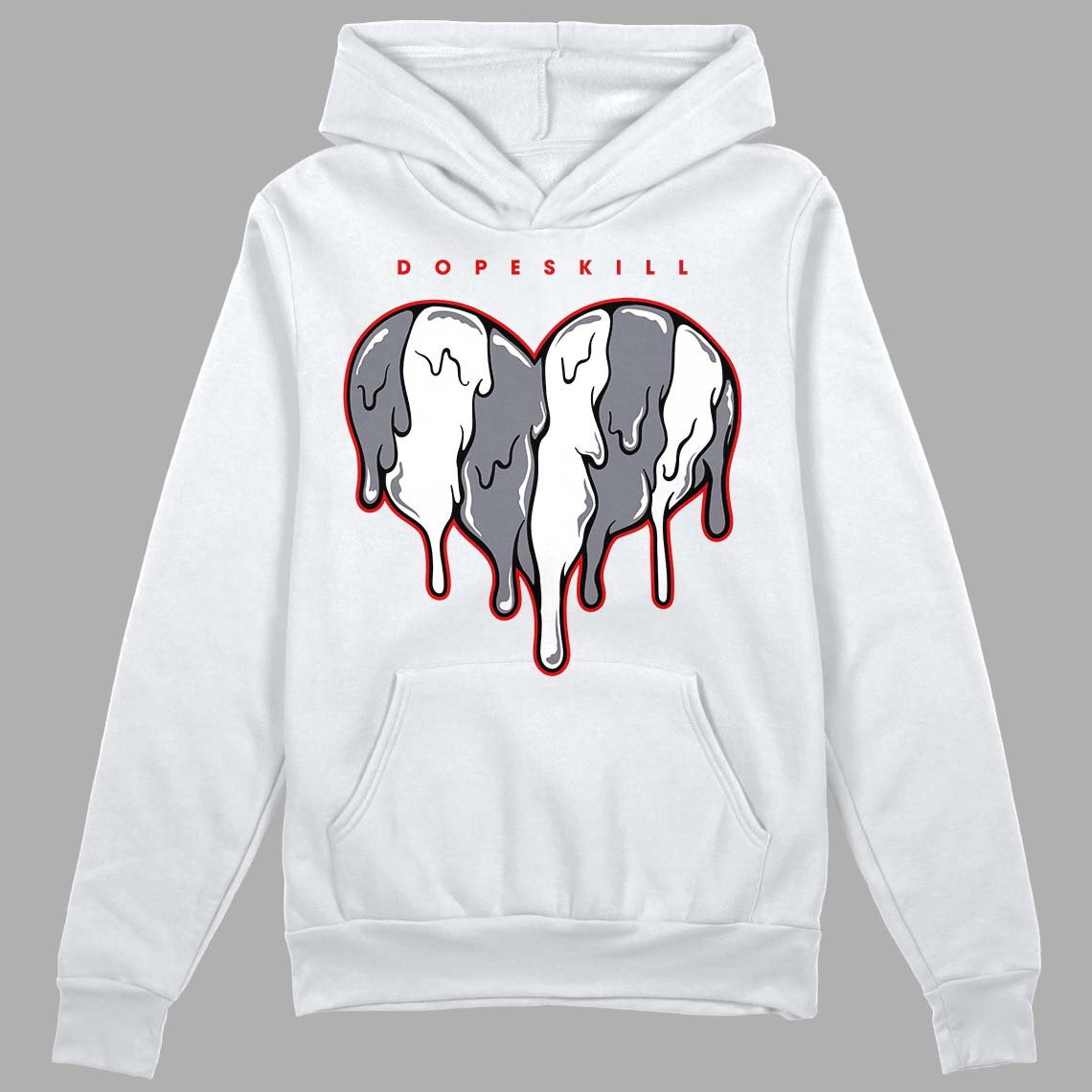 Fire Red 9s DopeSkill Hoodie Sweatshirt Slime Drip Heart Graphic - White