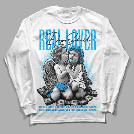 UNC 1s Low DopeSkill Long Sleeve T-Shirt Real Lover Graphic - White 