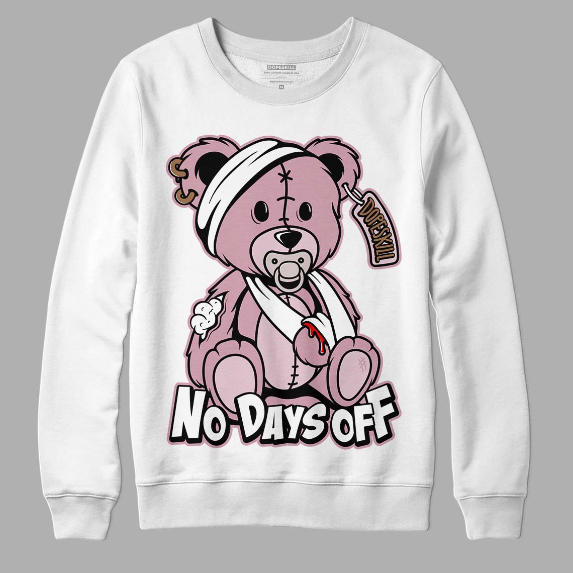 Dunk Low Teddy Bear Pink DopeSkill Sweatshirt Hurt Bear Graphic - White