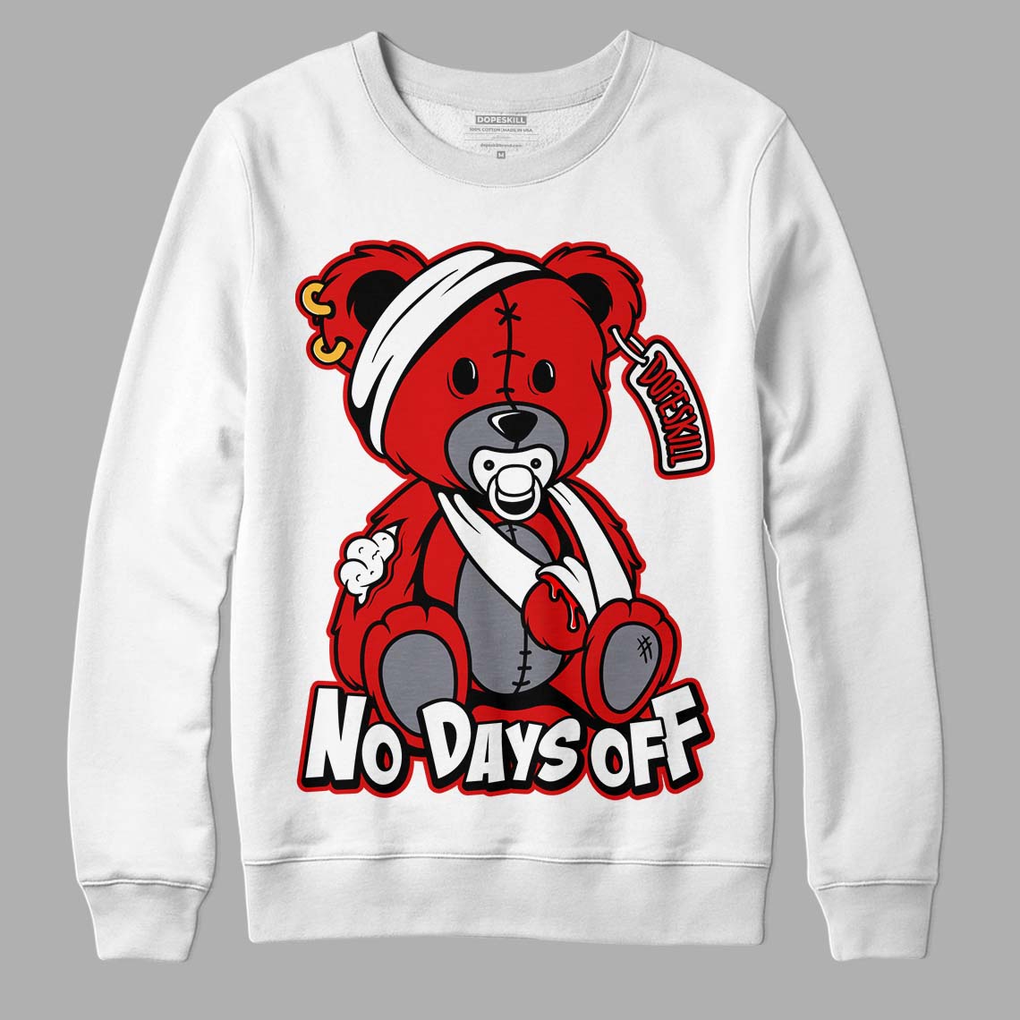 Gym Red 9s DopeSkill Sweatshirt Hurt Bear Graphic - White