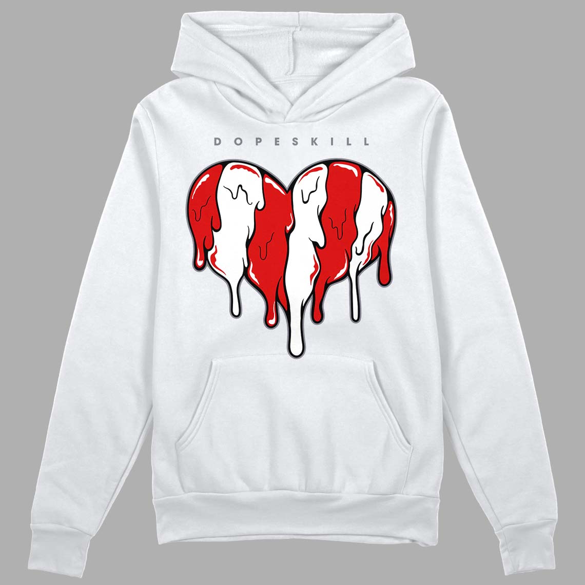 Gym Red 9s DopeSkill Hoodie Sweatshirt Slime Drip Heart Graphic - White