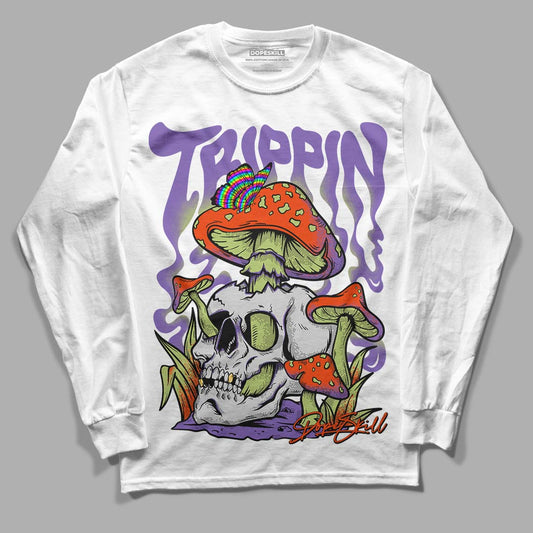 Canyon Purple 4s DopeSkill Long Sleeve T-Shirt Trippin Graphic - White 