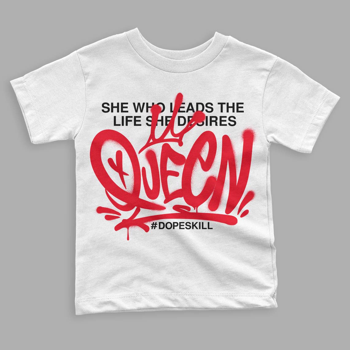 Red Thunder 4s DopeSkill Toddler Kids T-shirt Queen Graphic - White
