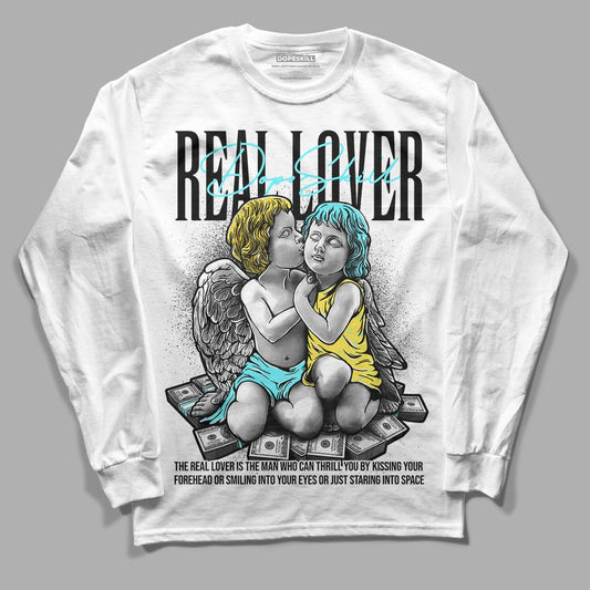 Aqua 5s DopeSkill Long Sleeve T-Shirt Real Lover Graphic - White