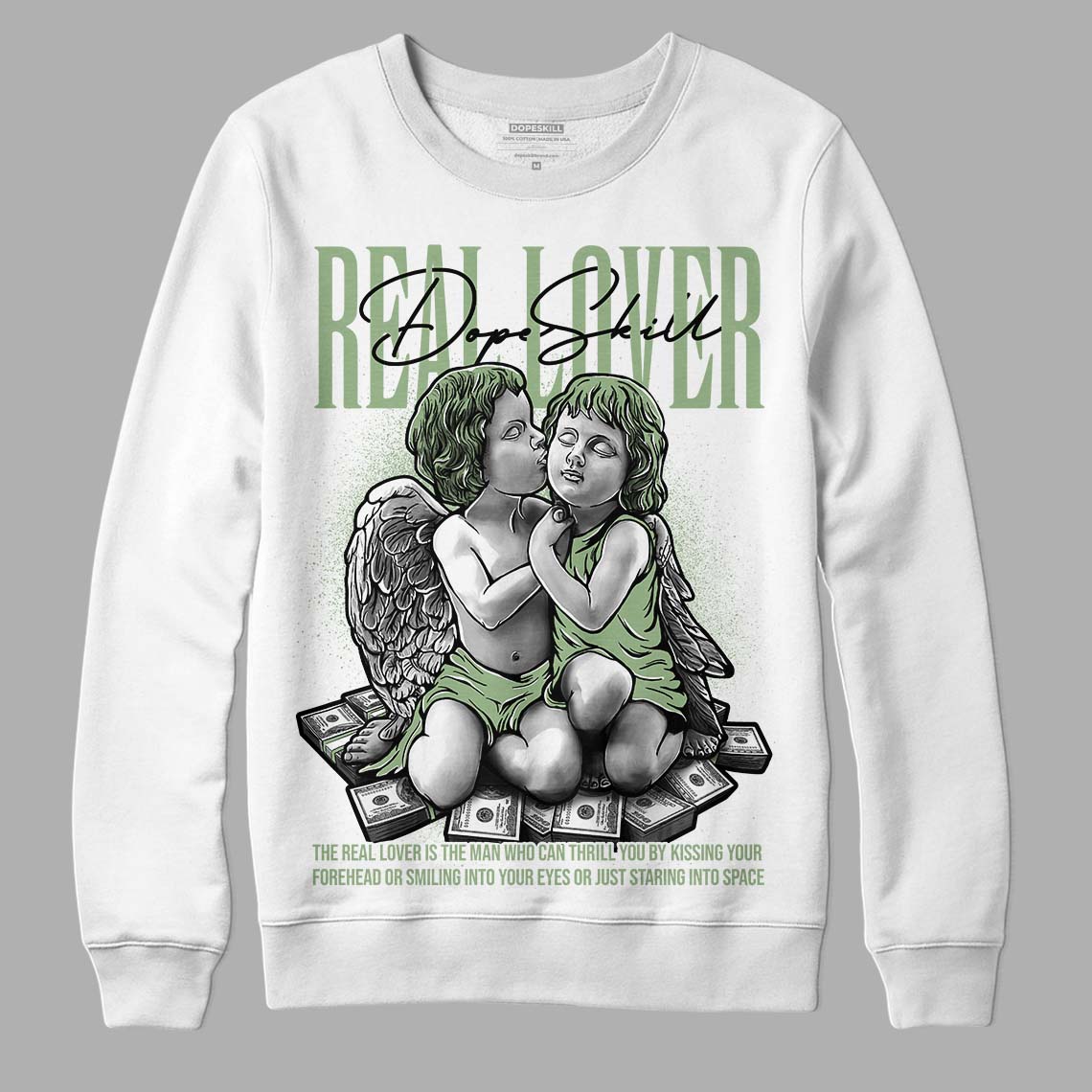 Jordan 4 Retro “Seafoam” DopeSkill Sweatshirt Real Lover Graphic Streetwear - White