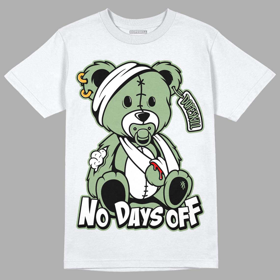 Seafoam 4s DopeSkill T-Shirt Hurt Bear Graphic - White