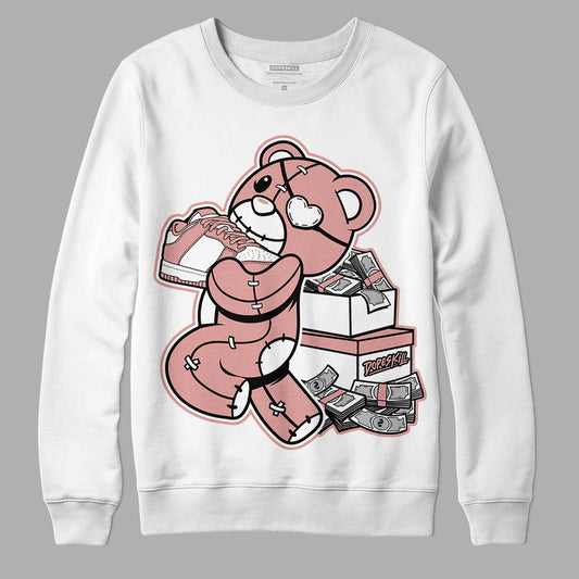 Rose Whisper Dunk Low DopeSkill Sweatshirt Bear Steals Sneaker Graphic - White 