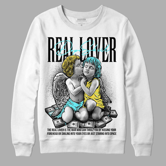 Aqua 5s DopeSkill Sweatshirt Real Lover Graphic - White 