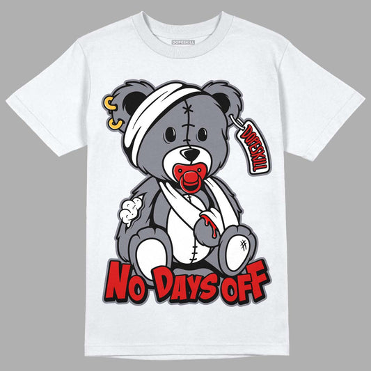 Fire Red 9s DopeSkill T-Shirt Hurt Bear Graphic - White