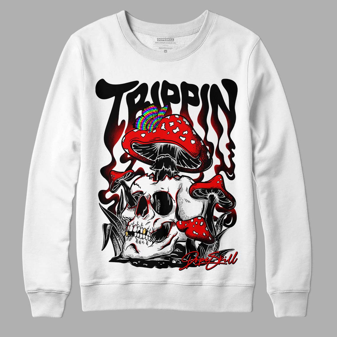 Jordan 1 High 85 Black White DopeSkill Sweatshirt Trippin Graphic Streetwear - White