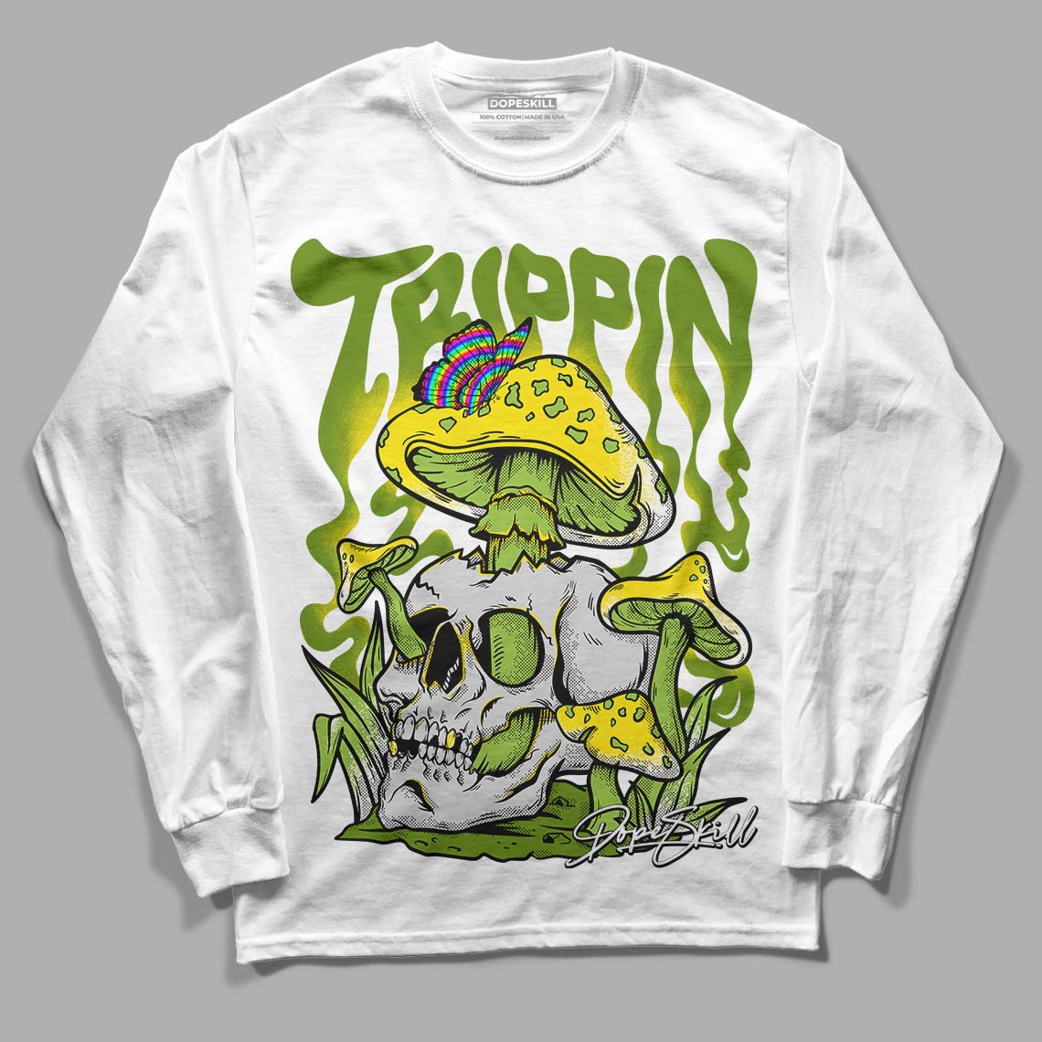 Dunk Low 'Chlorophyll' DopeSkill Long Sleeve T-Shirt Trippin Graphic - White