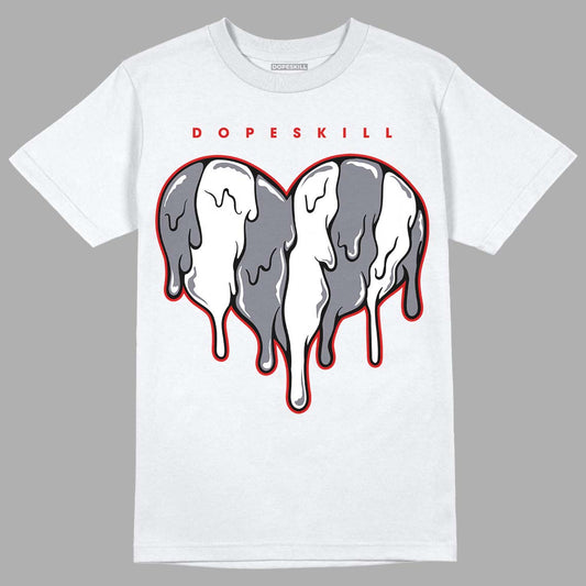 Fire Red 9s DopeSkill T-Shirt Slime Drip Heart Graphic - White